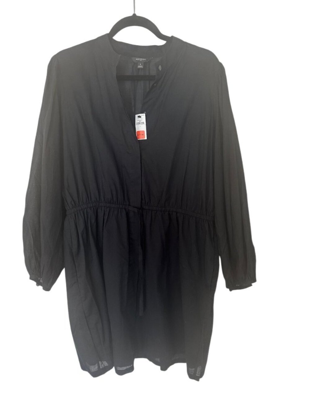 Banana Republic Black 100% cotton mini shirt dress